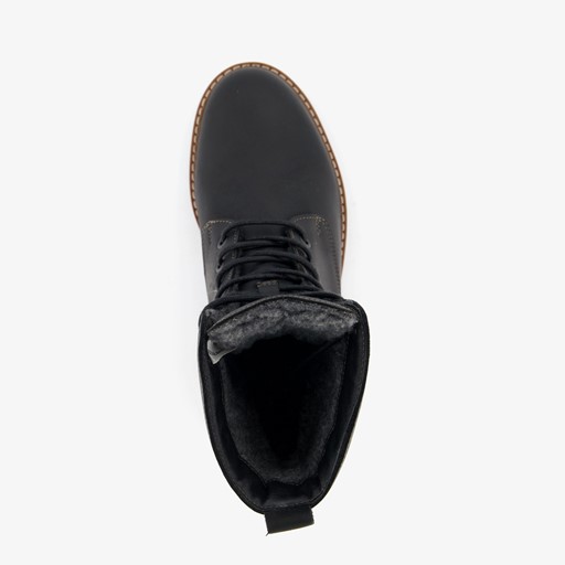 Leren dames veterboots zwart