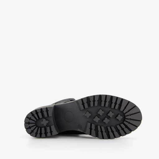 Leren dames veterboots zwart