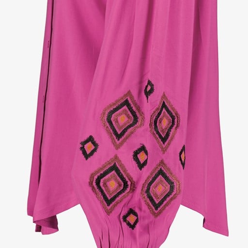 Dames blouse met geborduurde mouwen roze