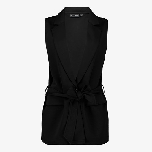 Dames blazer gilet met ceintuur zwart