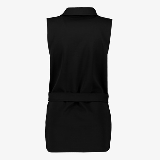 Dames blazer gilet met ceintuur zwart