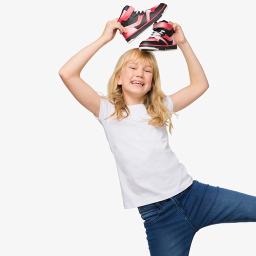 Hoge meisjes sneakers Isa zwart rood