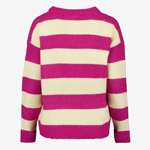 Dames trui gestreept roze beige