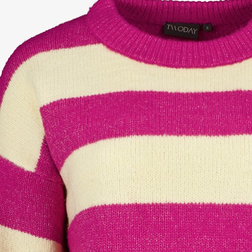 Dames trui gestreept roze beige