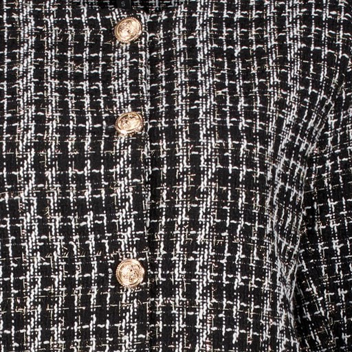 Structuurgeweven dames jas zwart wit