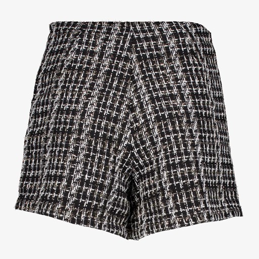Structuurgeweven dames skort zwart wit