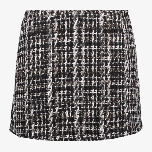 Structuurgeweven dames skort zwart wit
