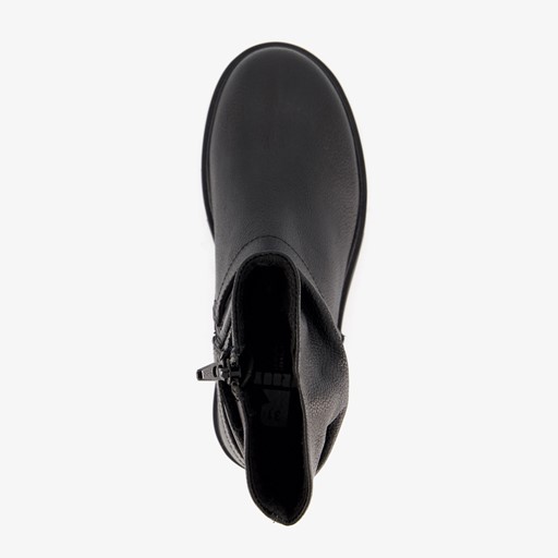 Leren meisjes biker boots zwart