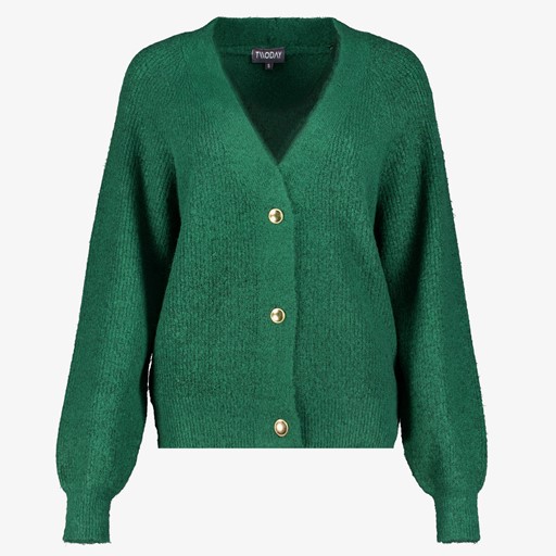 Gebreide dames vest met knopen groen