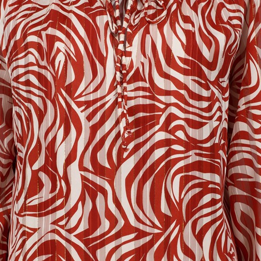 Dames blouse met print rood wit