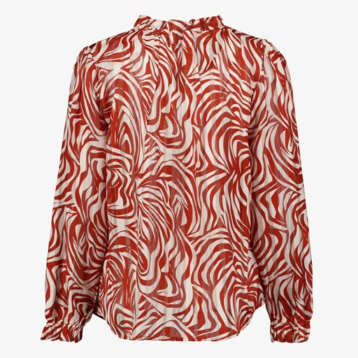 Dames blouse met print rood wit
