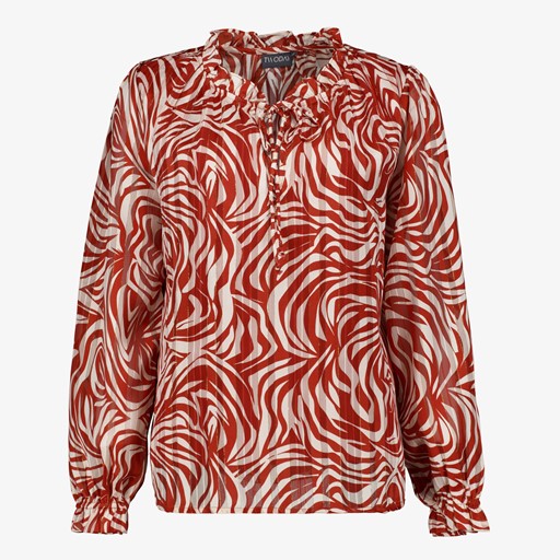 Dames blouse met print rood wit