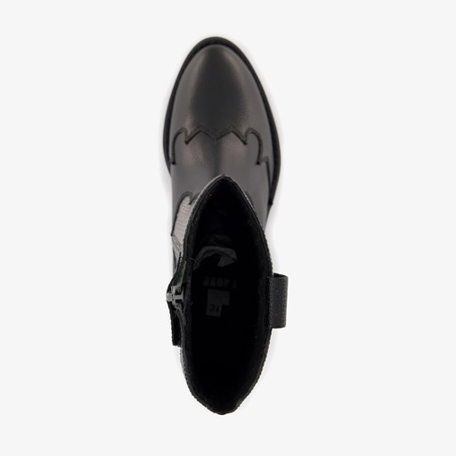 Leren meisjes western laarzen zwart zilver