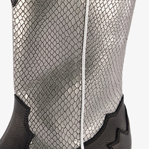 Leren meisjes western laarzen zwart zilver