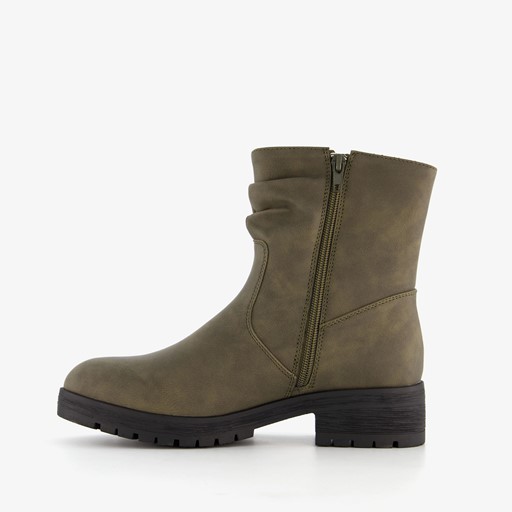 Dames enkellaarsjes olijfgroen