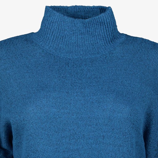 Gebreide dames trui met col blauw
