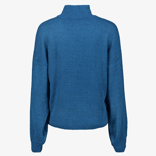 Gebreide dames trui met col blauw