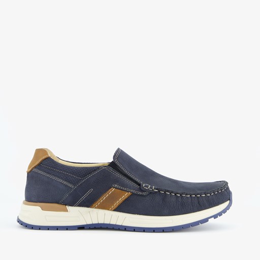 Leren heren instappers blauw
