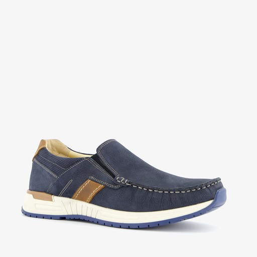 Leren heren instappers blauw