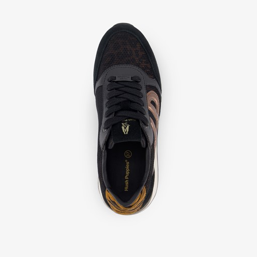 Leren dames sneakers zwart brons