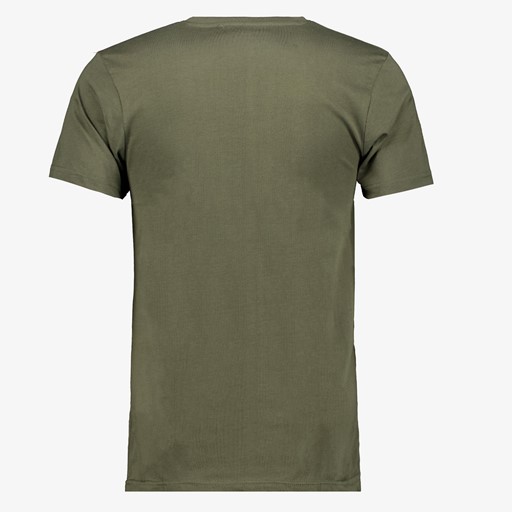 Heren T-shirt groen V-hals katoen