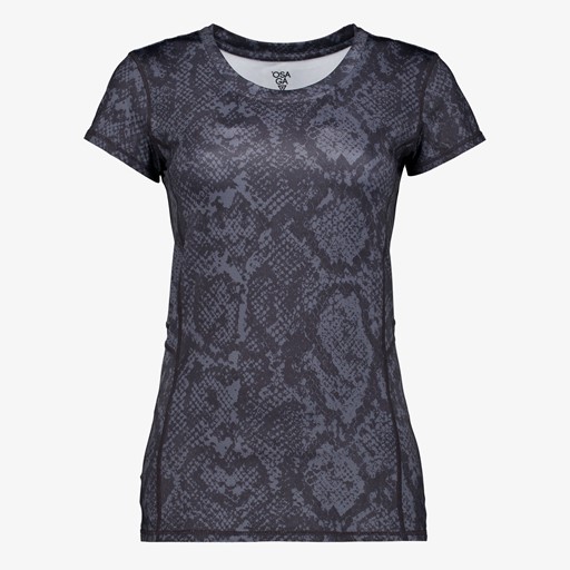 Dames sport T-shirt met slangenprint grijs