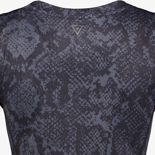 Dames sport T-shirt met slangenprint grijs