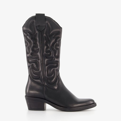 Leren dames western laarzen zwart