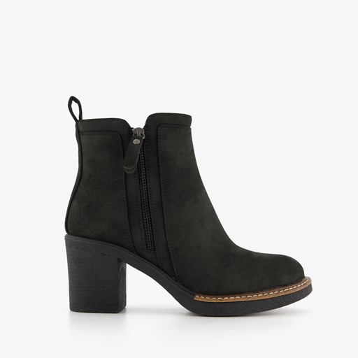 Dames enkellaarsjes met hak zwart