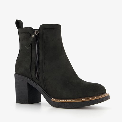 Dames enkellaarsjes met hak zwart