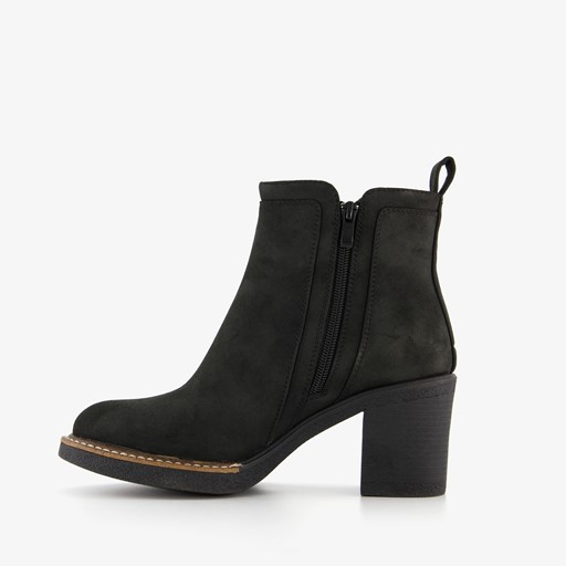 Dames enkellaarsjes met hak zwart