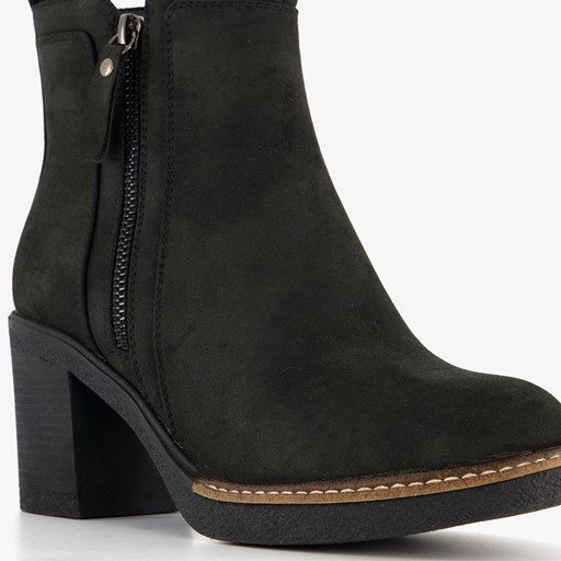 Dames enkellaarsjes met hak zwart