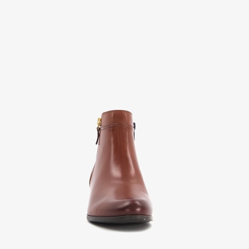Leren dames enkellaarsjes cognac
