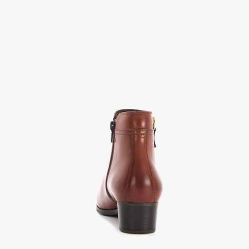 Leren dames enkellaarsjes cognac