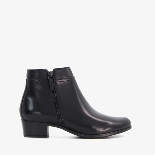 Leren dames enkellaarsjes met hak