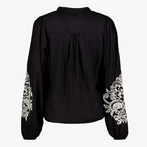 Dames blouse met borduursels zwart