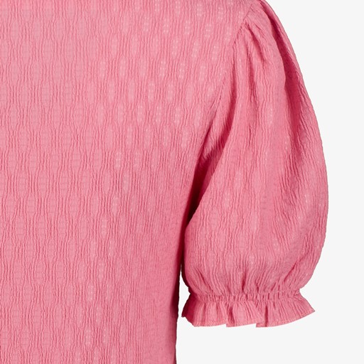 Dames T-shirt roze met ruches