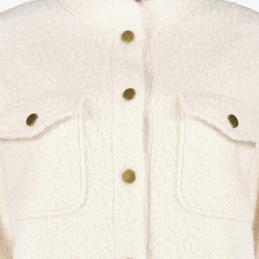 Dames teddy bomber jas beige