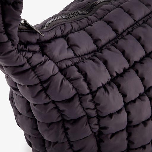 Gewatteerde dames schoudertas zwart