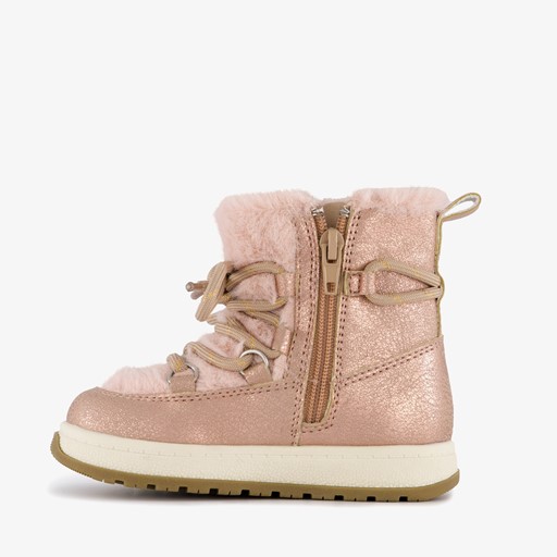 Gevoerde enkellaarsjes imitatiebont roze