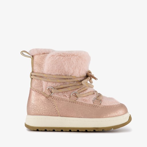 Gevoerde enkellaarsjes imitatiebont roze