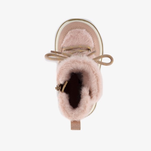 Gevoerde enkellaarsjes imitatiebont roze