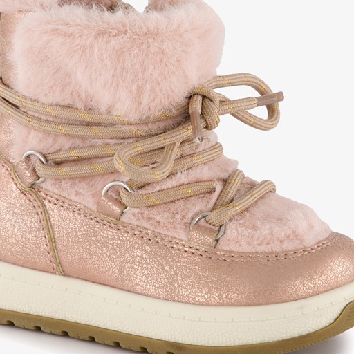 Gevoerde enkellaarsjes imitatiebont roze