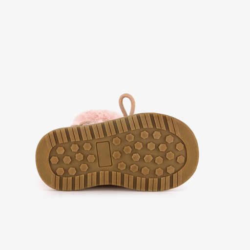 Gevoerde enkellaarsjes imitatiebont roze