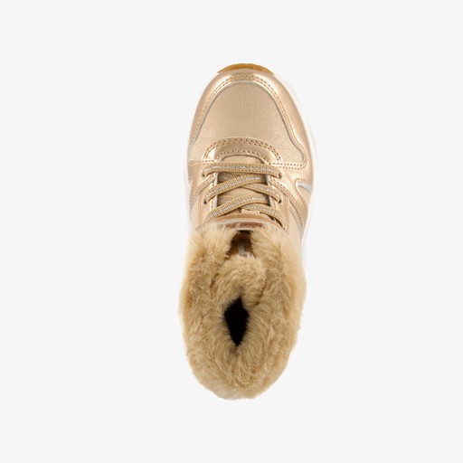 Gevoerde hoge meisjes sneakers goud