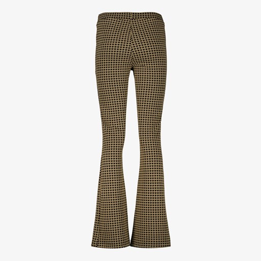 Dames flared broek bruin met print