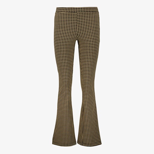 Dames flared broek bruin met print