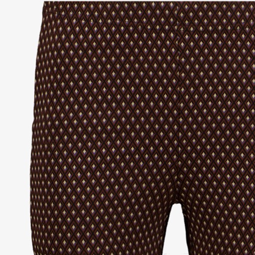 Dames flared broek donkerbruin met print