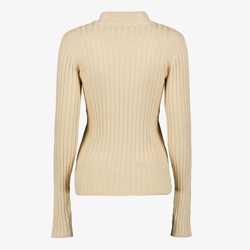 Dames rib trui beige