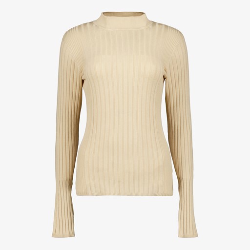 Dames rib trui beige